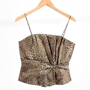 Y2K Cachet Satin Leopard Sleeveless Spaghetti Strap Elegant Party Corset Top
